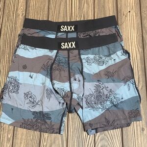 SAXX Men's Ultra Super Soft Blue and Gray Boxer Briefs 2 Pair Size S